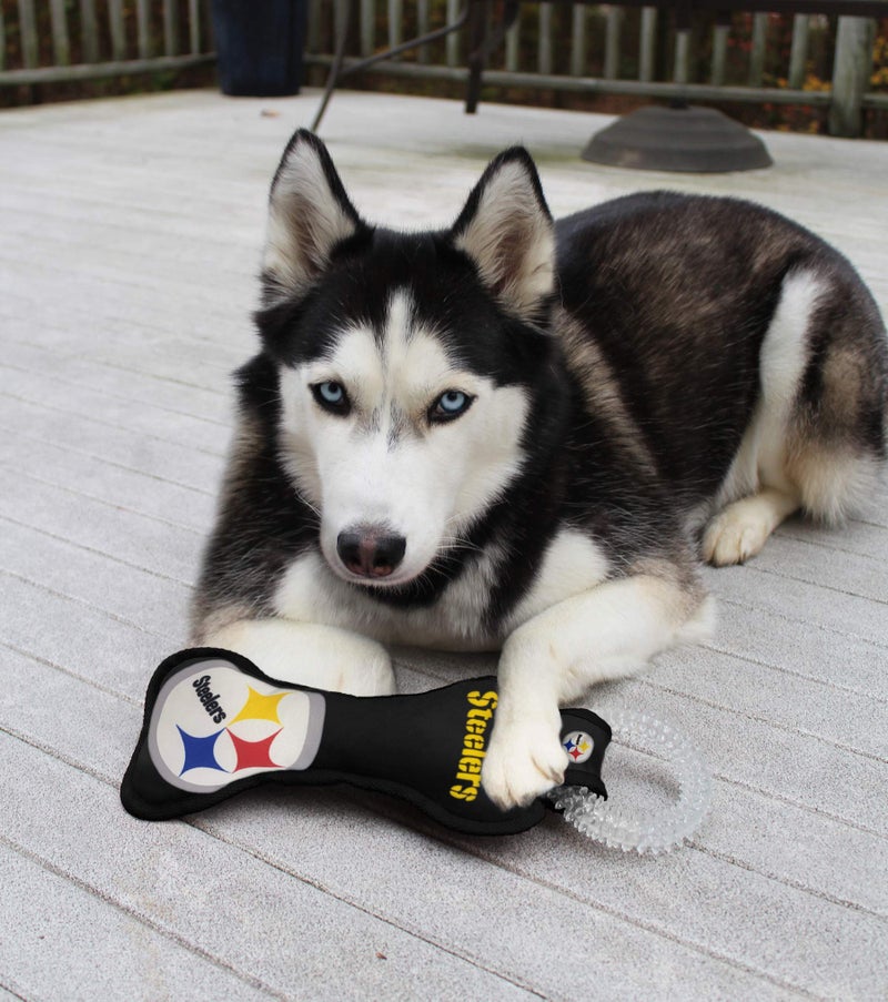 Pets First NFL Pittsburgh Steelers Dental Dog TUG Toy with Squeaker. Tough PET Toy for Healthy Fun, Teething & Cleaning Pet's Teeth & Gum., Team Color, one Size (PIT-3310) - Image 2